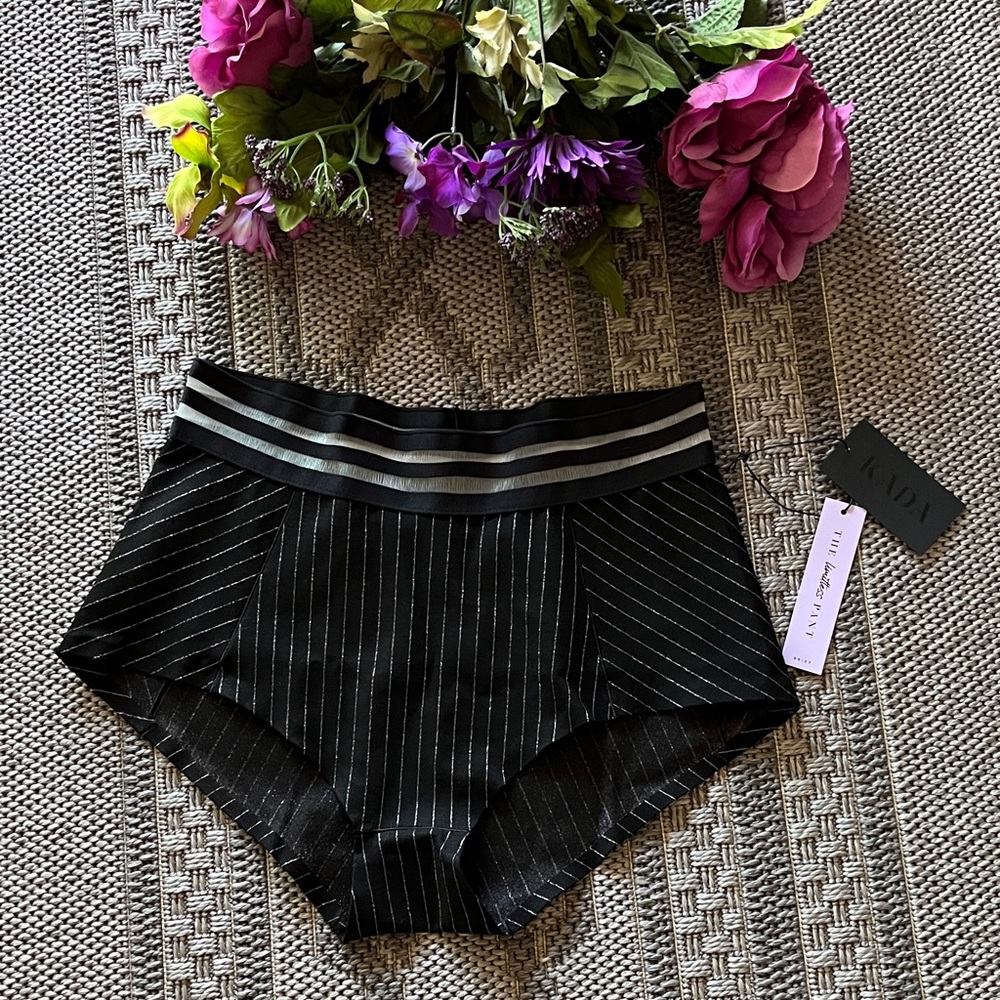 Kada Black and White Striped Pants Brief Size Medium